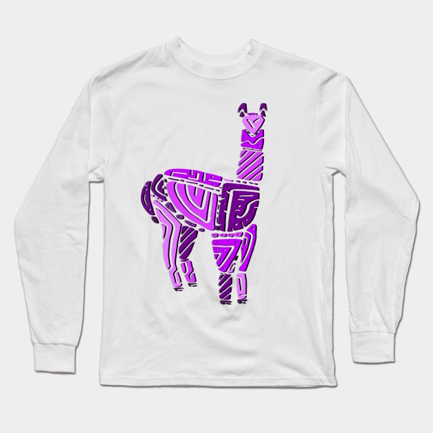 Abstract Llama Long Sleeve T-Shirt by skrbly